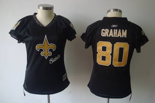 Saints #80 Jimmy Graham Black 2011 Women's Field Flirt Stitched NFL Jersey
